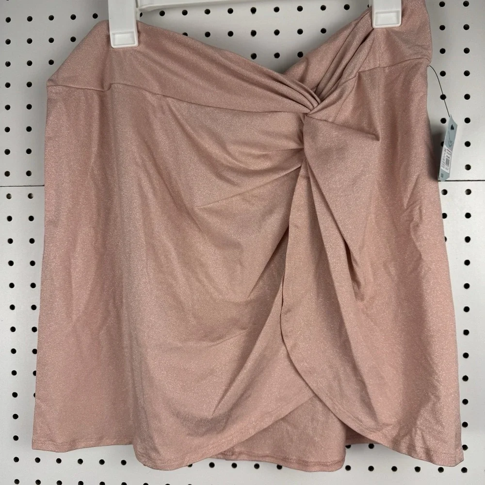 Shade & Shore Women's Sparkle Twist Skirt Cover-Up Pink XL NWT‎ 16